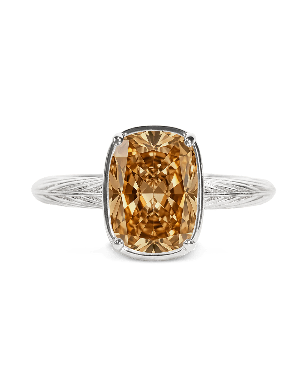 Sterling Silver Mini Champagne Elongated Cushion Ring