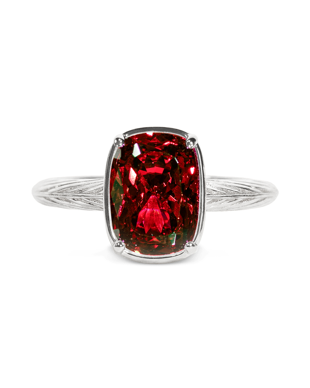 Sterling Silver Mini Garnet Elongated Cushion Ring