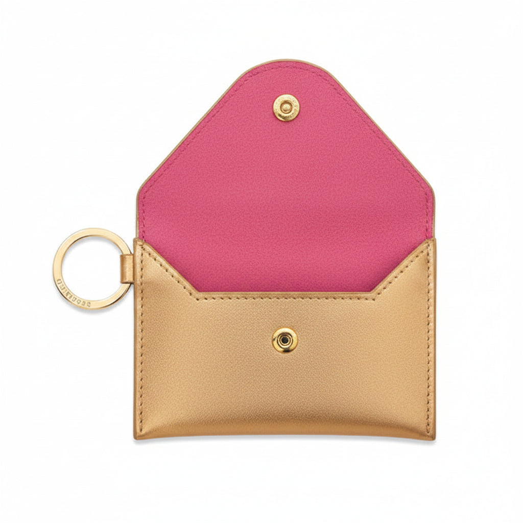 Keychain Wallet  – Gold Leather Envelope Card Case