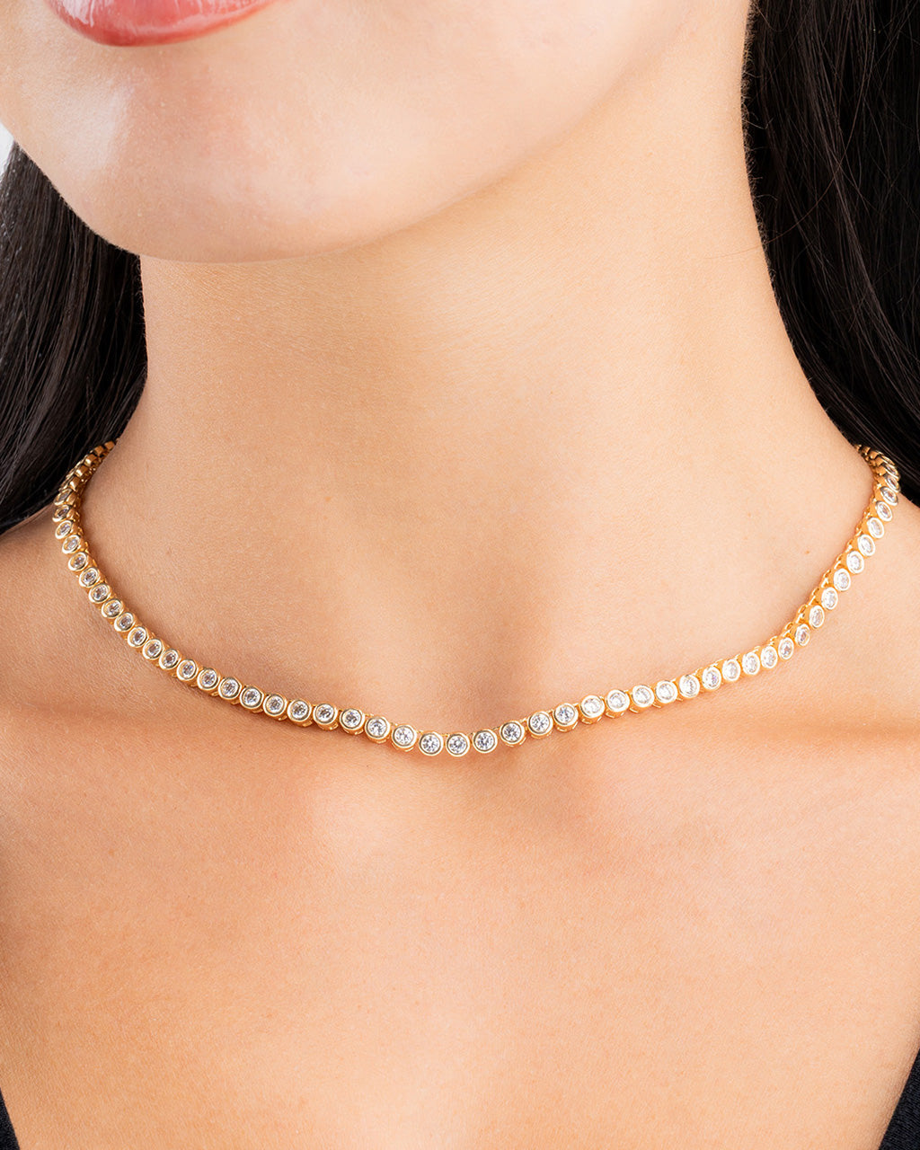 Helene Bezel CZ Tennis Necklace