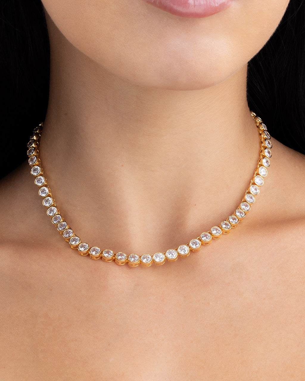 Helene Bezel CZ Tennis Necklace