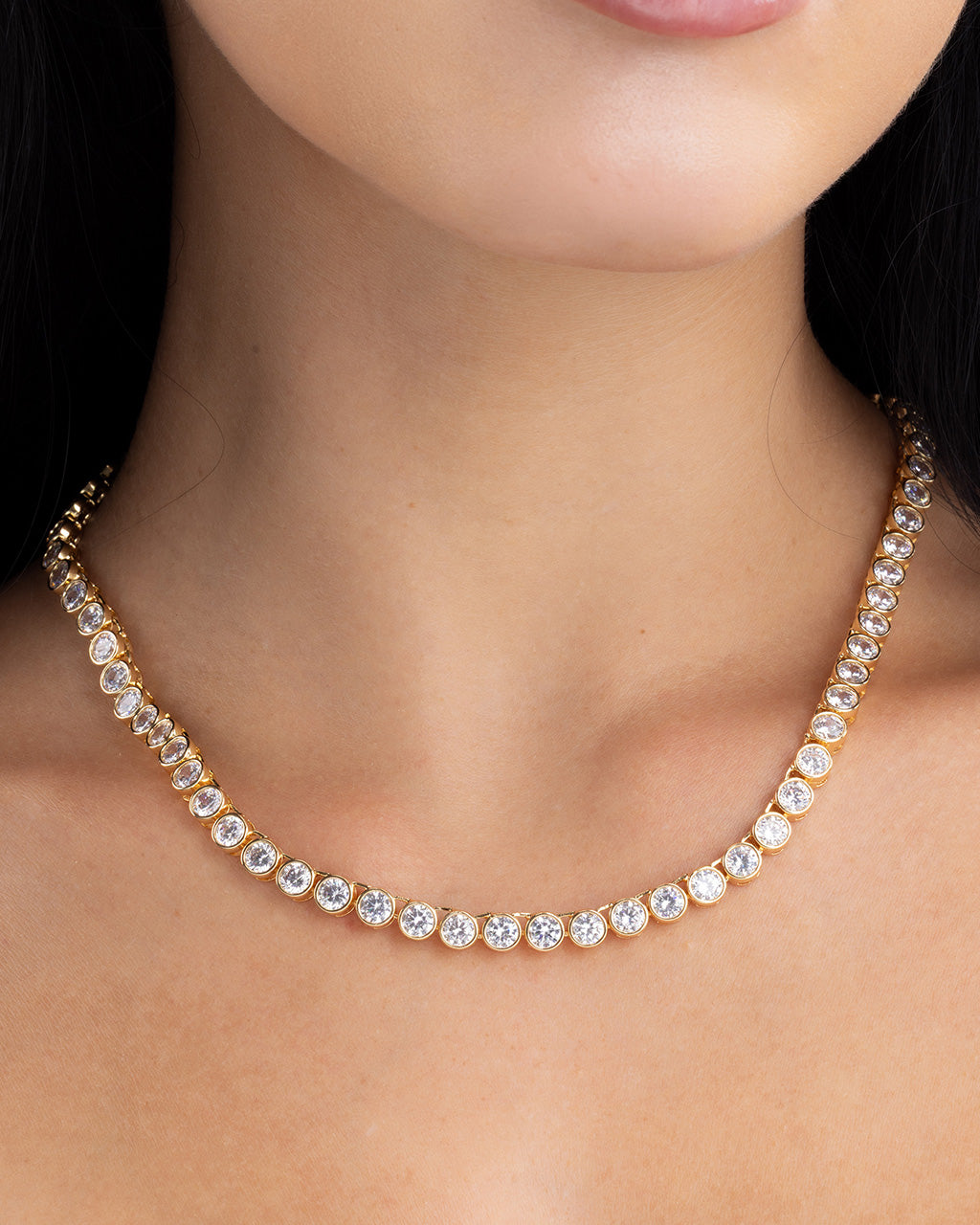 Helene Bezel CZ Tennis Necklace
