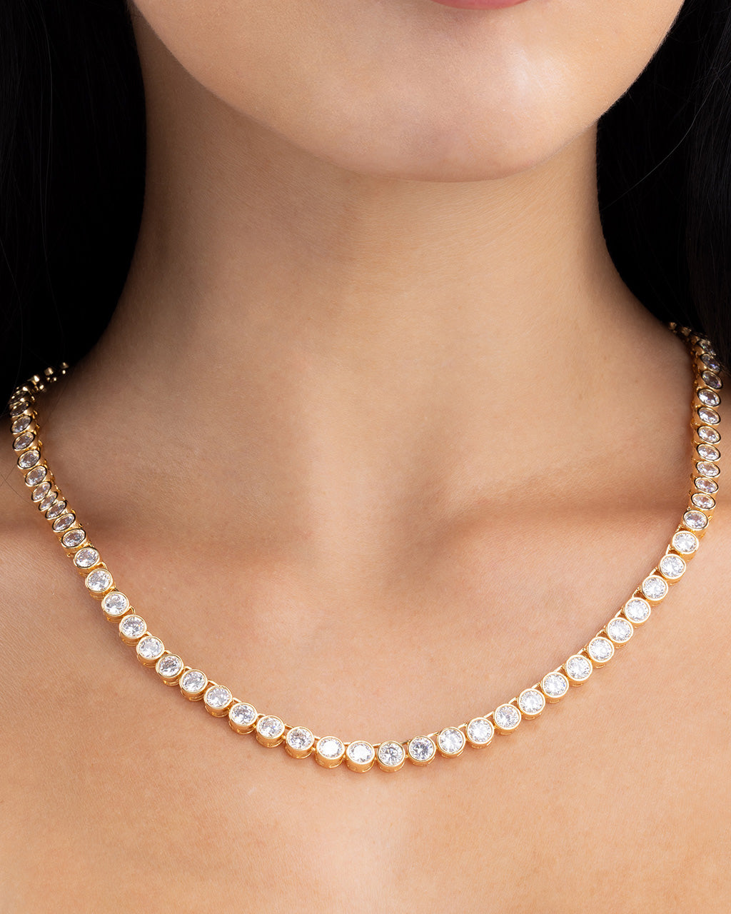 Helene Bezel CZ Tennis Necklace