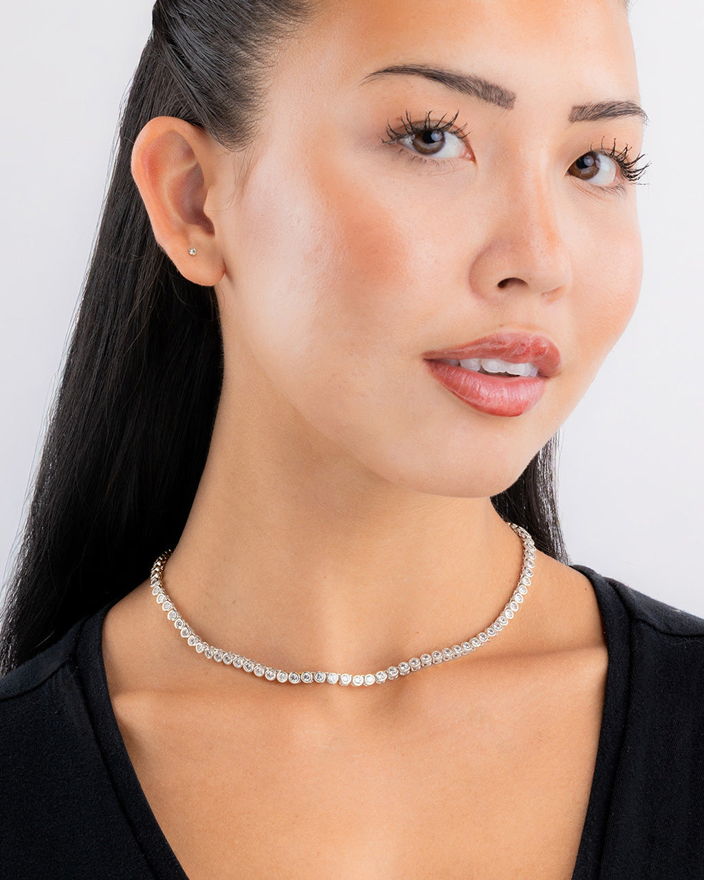 Helene Bezel CZ Tennis Necklace