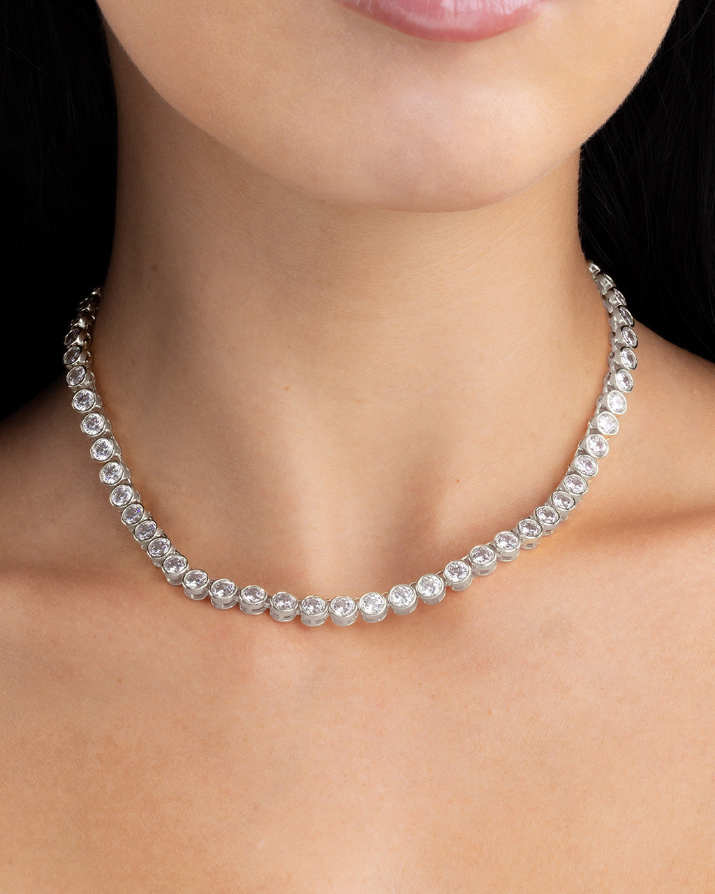 Helene Bezel CZ Tennis Necklace
