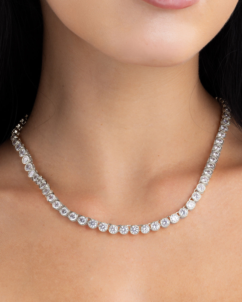 Helene Bezel CZ Tennis Necklace