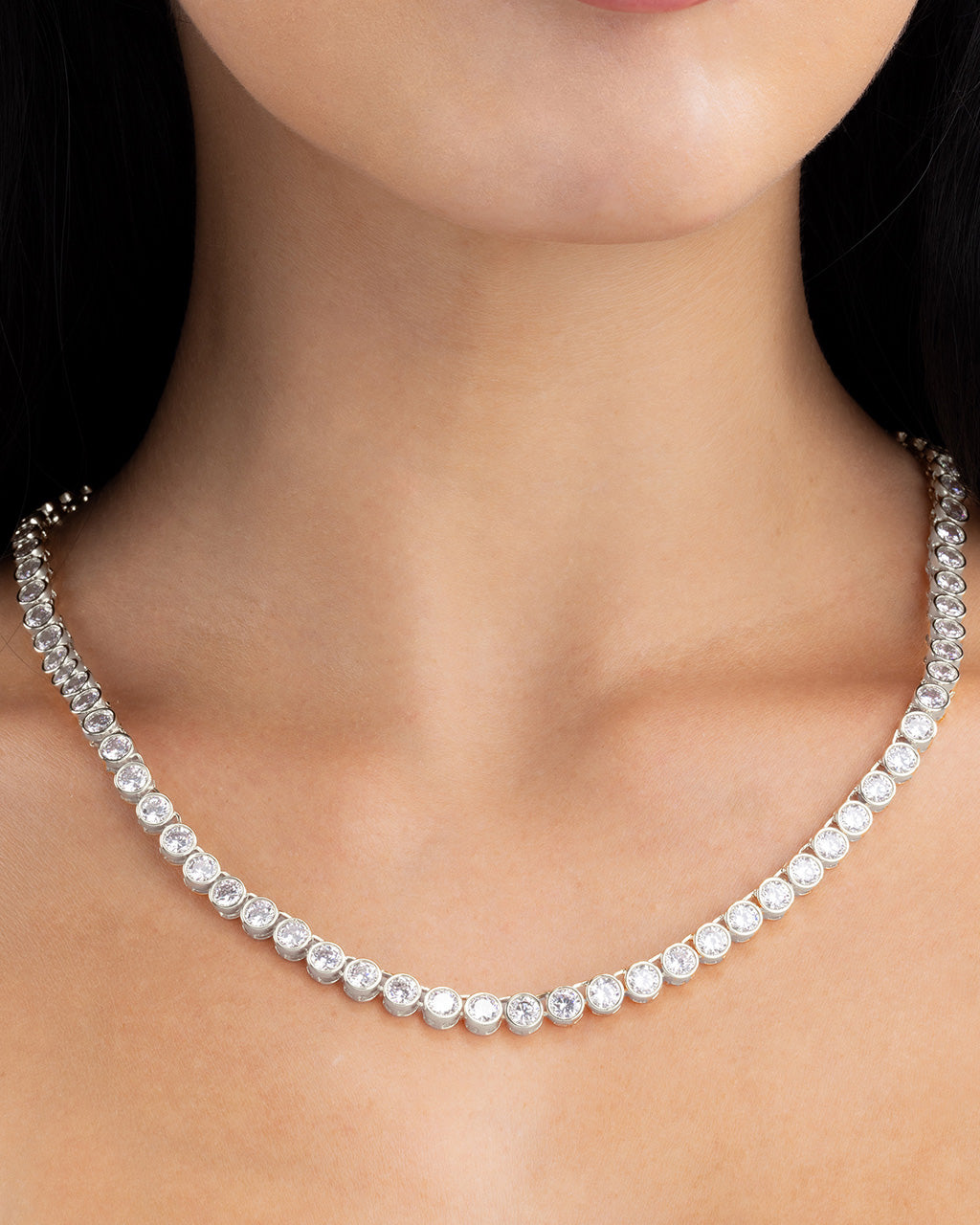 Helene Bezel CZ Tennis Necklace