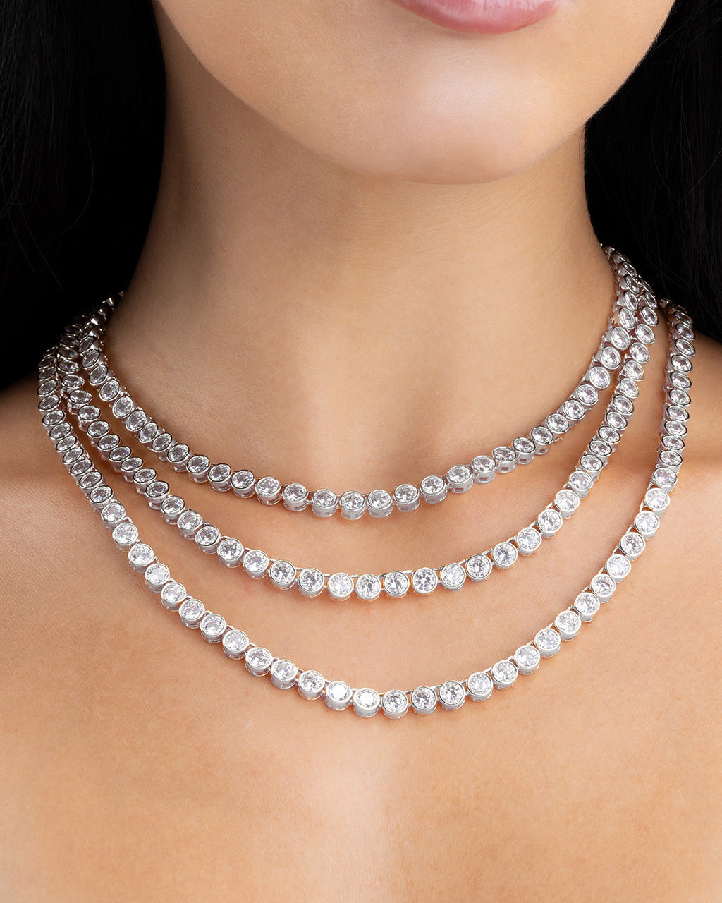 Helene Bezel CZ Tennis Necklace