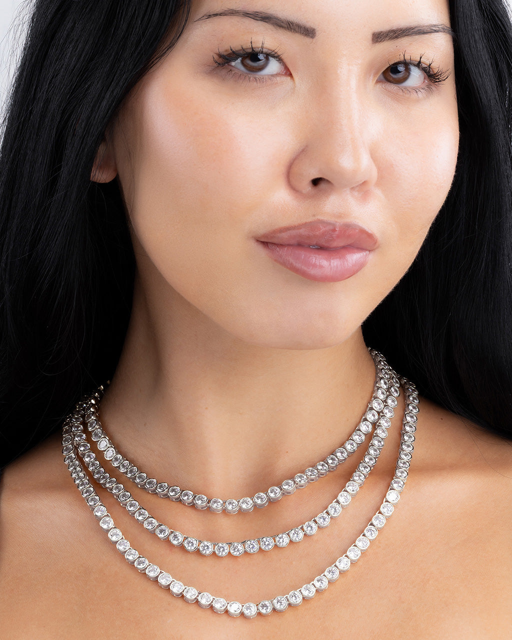 Helene Bezel CZ Tennis Necklace
