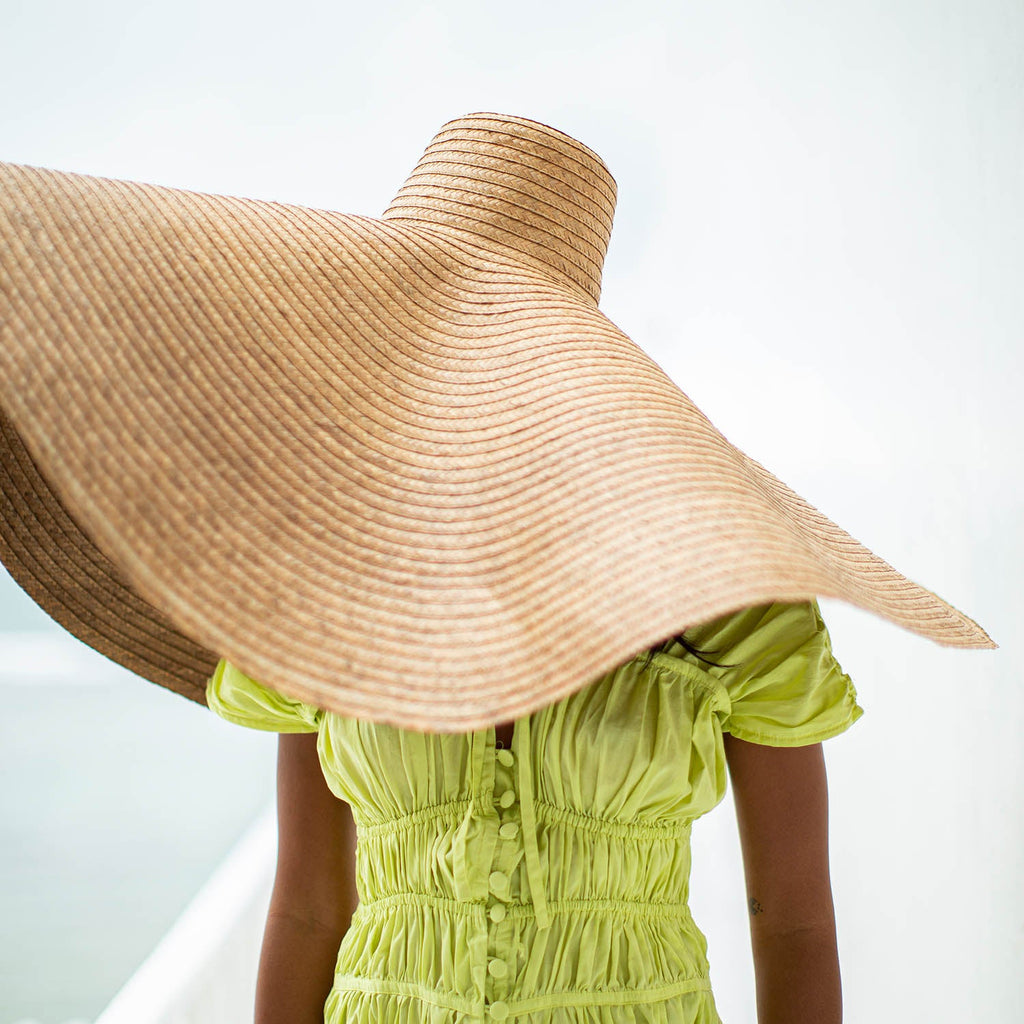 The Solana Oversized Straw Hat In Toasted Beige