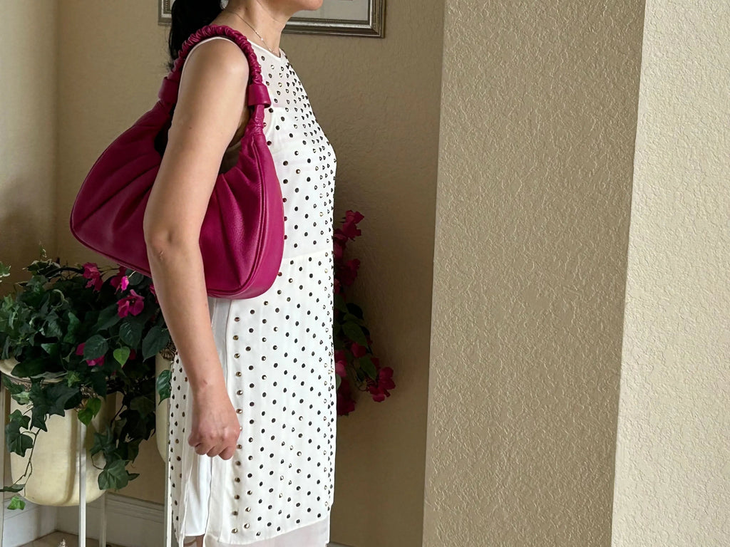 Sophia Full-Grain Leather Hobo Bag for Women – Soft Pebbled Leather Shoulder Purse
