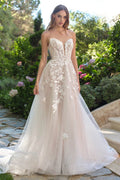 A-Line Strapless Illusion Plunge Neck Wedding Dress - Courbe et Compagnie