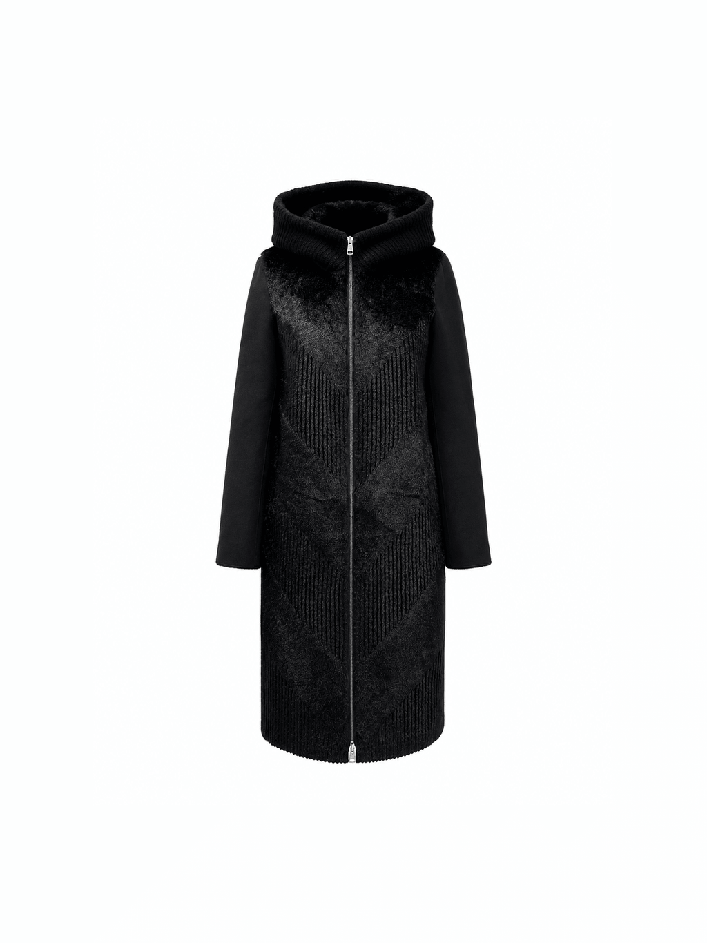 â‡† Reversible Faux Fur & Suede Hooded Coat - Courbe et Compagnie