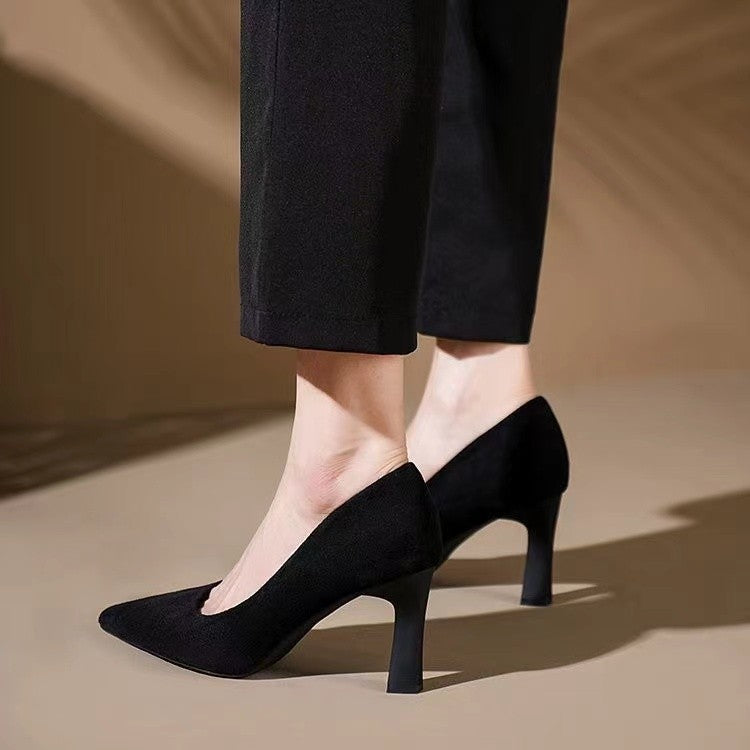 Women's Pointed-Toe Stiletto High Heel Pumps — PU Leather Slip-On Dress Shoes