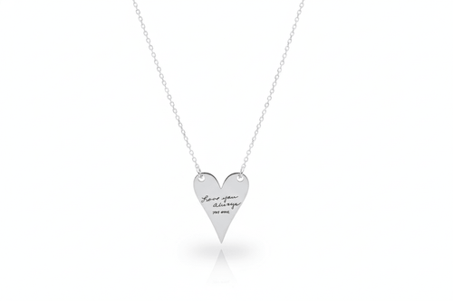 Actual Handwriting Engraving Heartfelt Grace Minimalist Heart Necklace in 925 Sterling Silver - Courbe et Compagnie