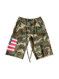Americana Camo Pleated Rhinestone Shorts - Courbe et Compagnie