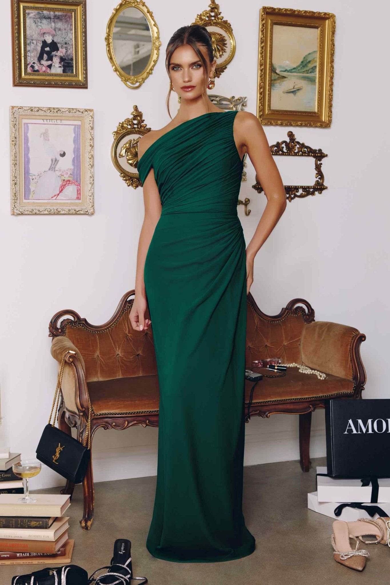 Amoris T730 One Shoulder Chiffon Formal Gown For Evening Events - Courbe et Compagnie