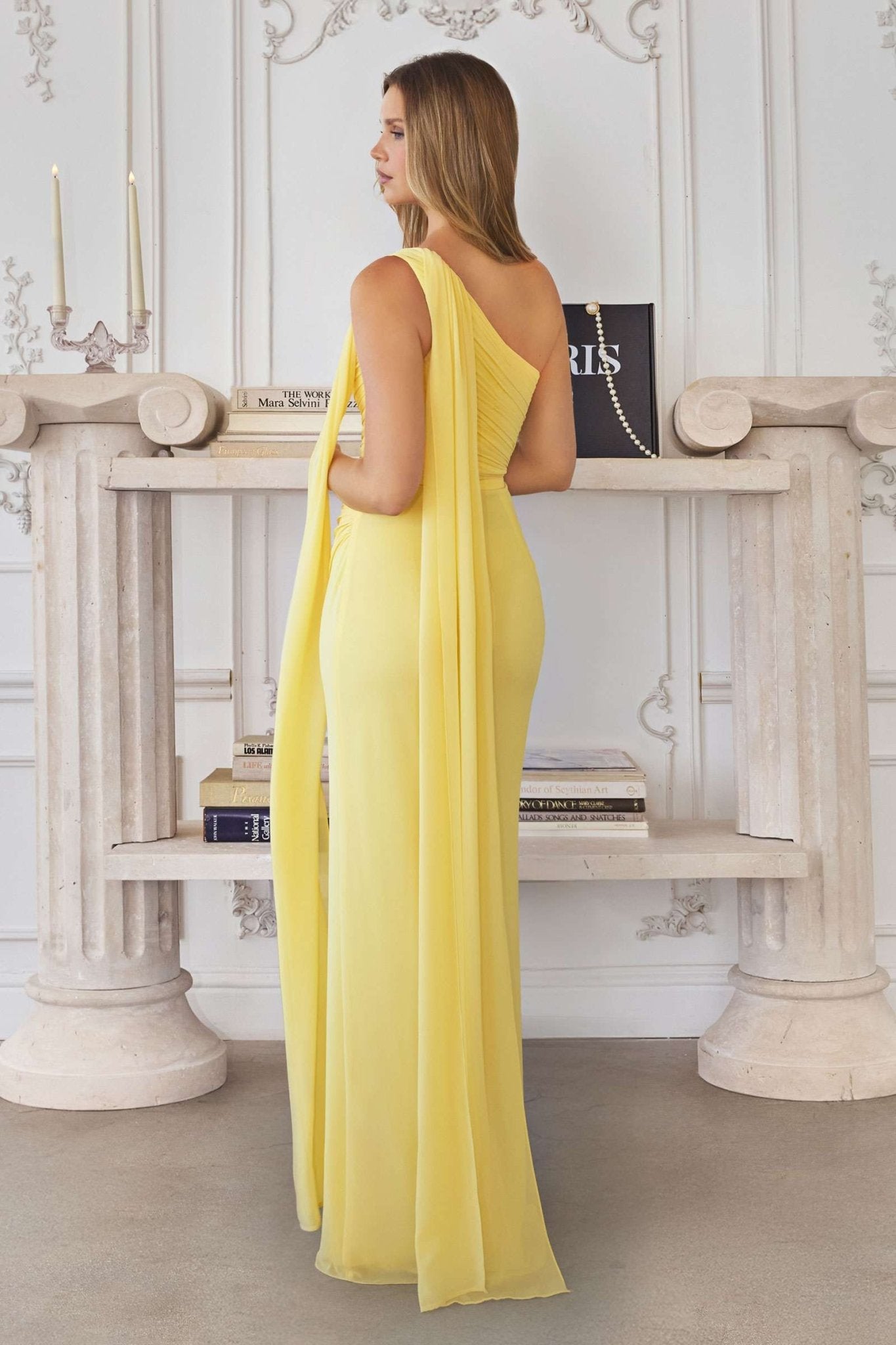 Amoris T730 One Shoulder Chiffon Formal Gown For Evening Events - Courbe et Compagnie