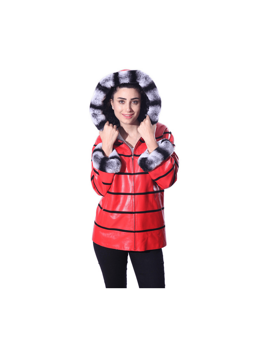 Anna Womens Real Fur Leather Jacket with Hood - Courbe et Compagnie