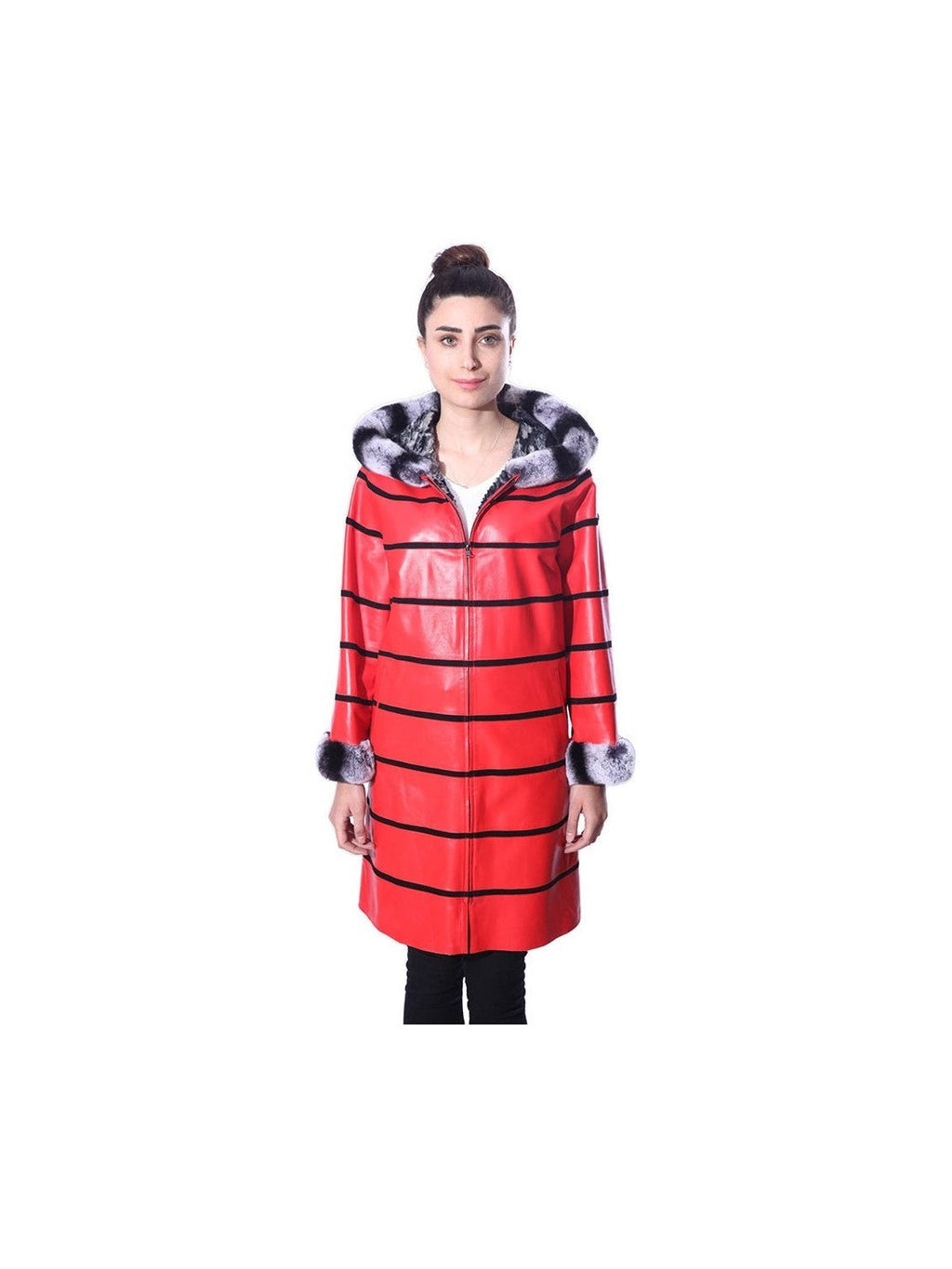 Anna Womens Real Fur Leather Jacket with Hood - Courbe et Compagnie