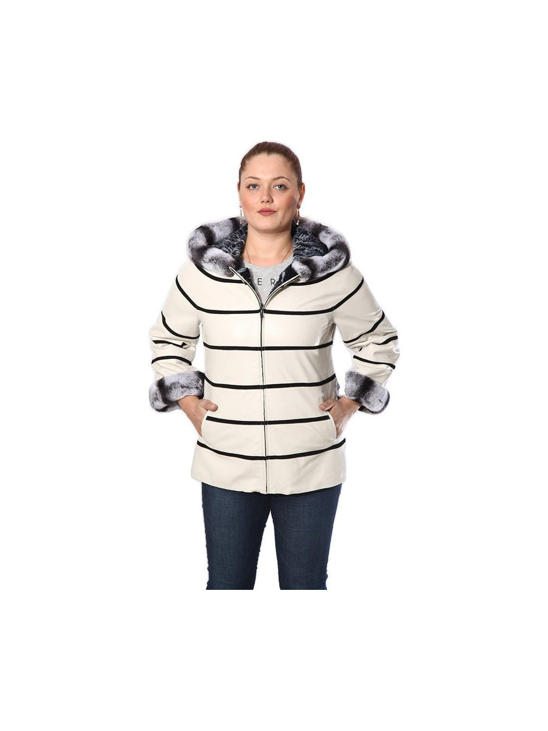 Anna Womens Real Fur Leather Jacket with Hood - Courbe et Compagnie