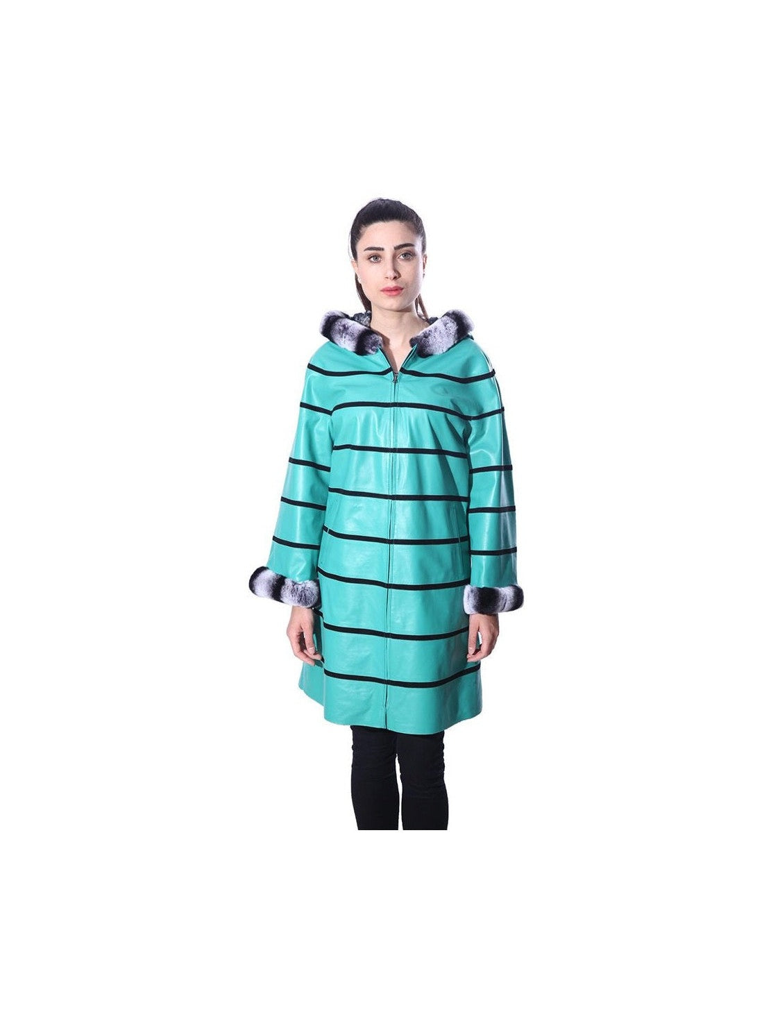 Anna Womens Real Fur Leather Jacket with Hood - Courbe et Compagnie