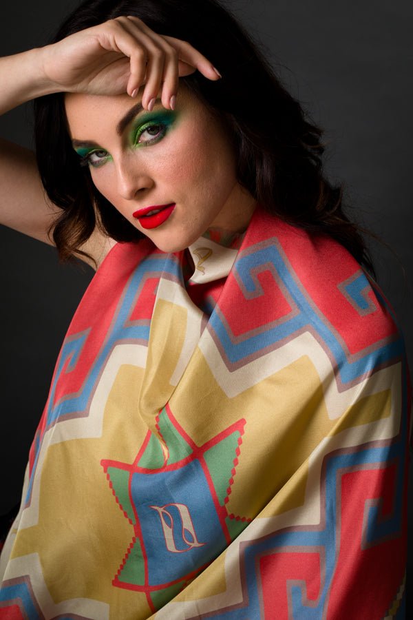 Armenian Alphabet 3 Silk Square Scarf - Courbe et Compagnie