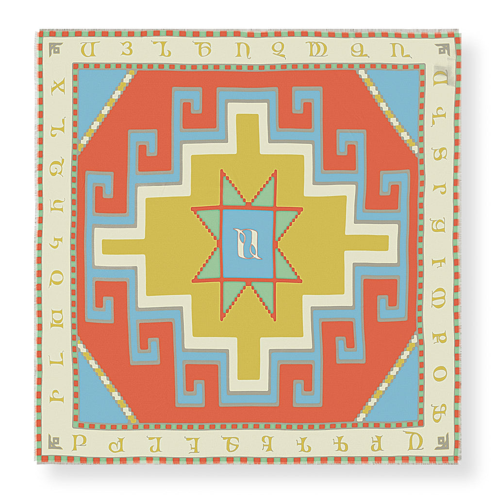 Armenian Alphabet 3 Silk Square Scarf - Courbe et Compagnie