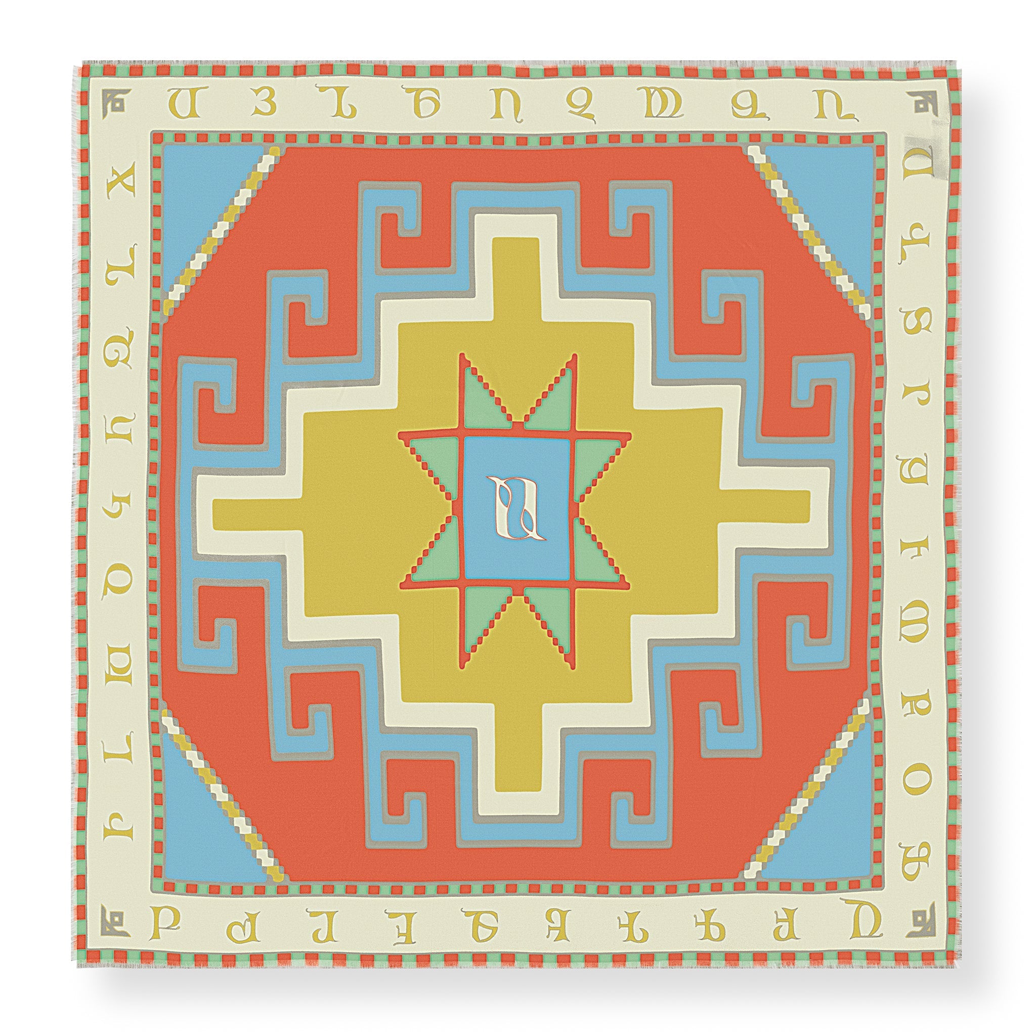 Armenian Alphabet 3 Silk Square Scarf - Courbe et Compagnie