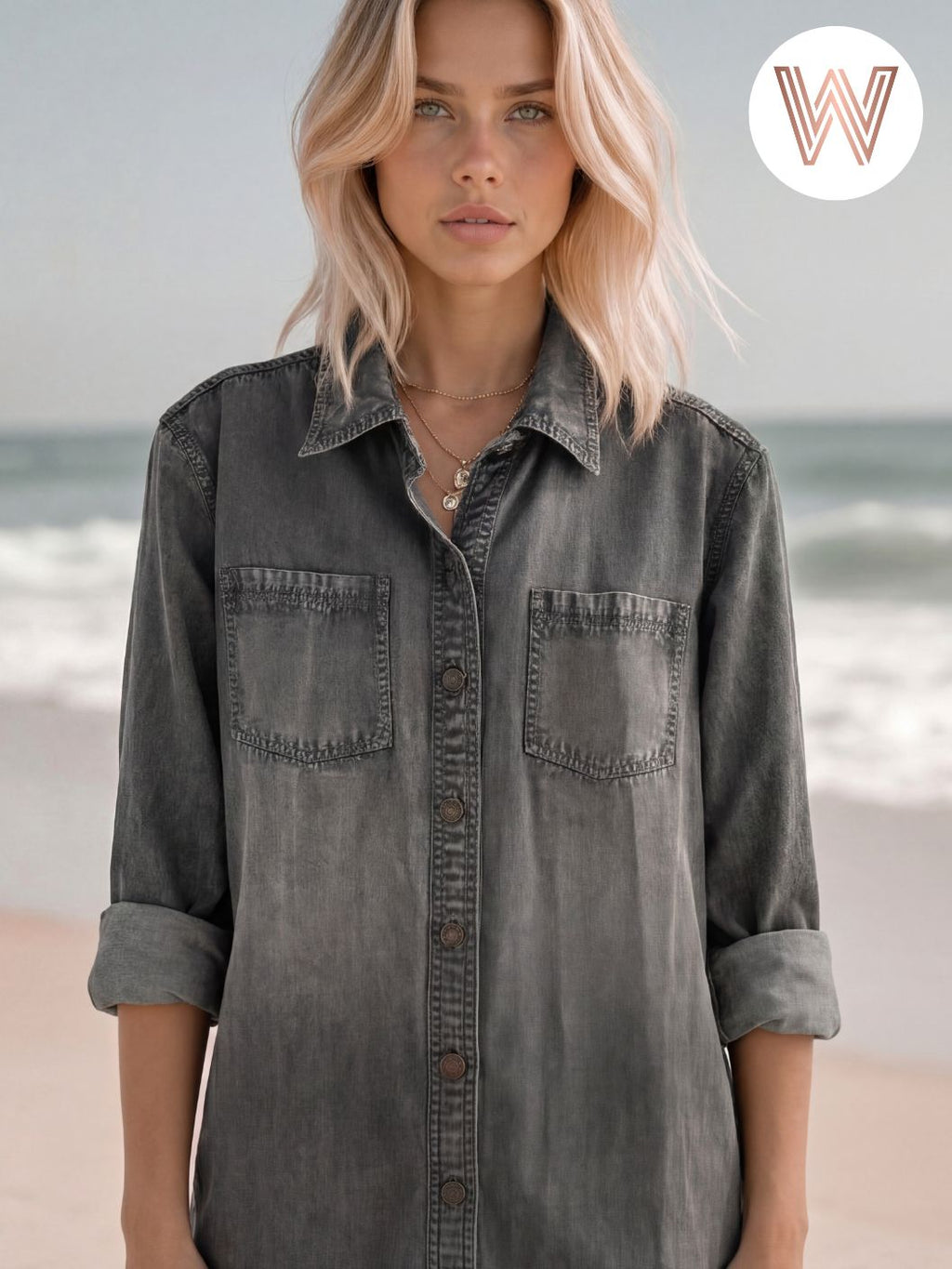 Ash Denim Jacket Charcoal Organic Cotton Relaxed Fit Dress Versatile - Courbe et Compagnie