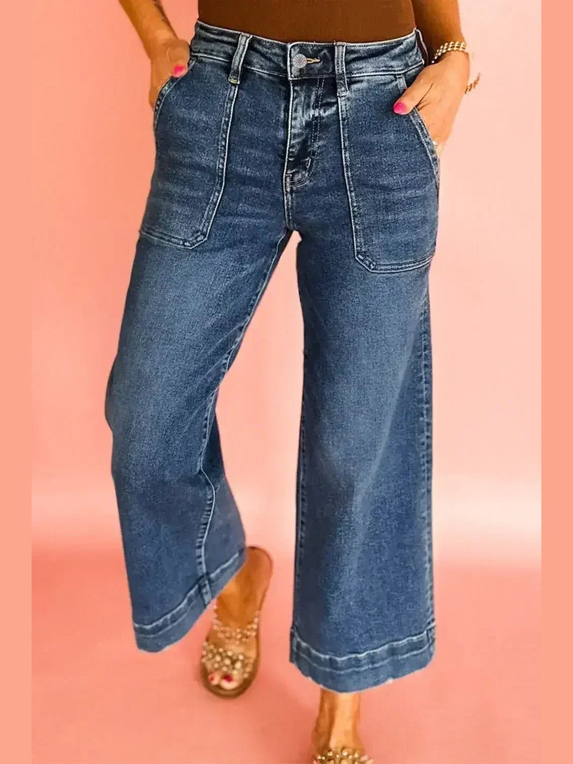 Ashleigh Blue Cropped High Rise Wide Leg Jeans - Courbe et Compagnie