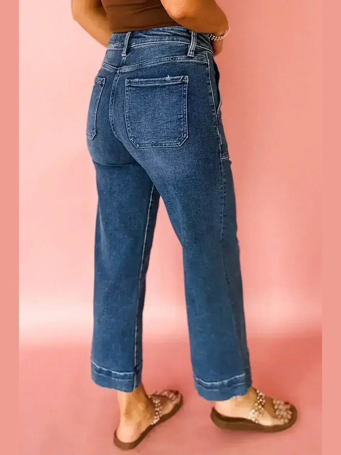 Ashleigh Blue Cropped High Rise Wide Leg Jeans - Courbe et Compagnie