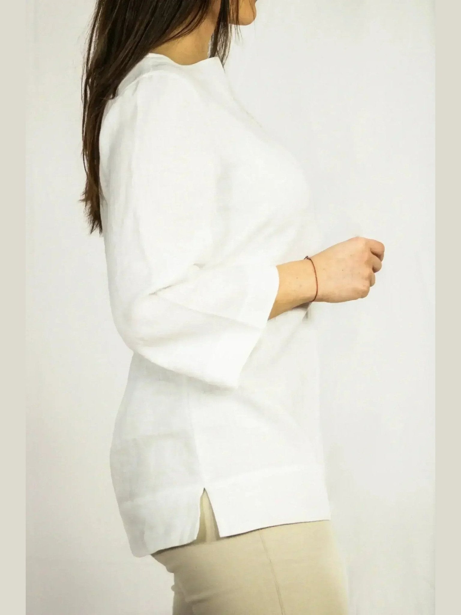 Asphalt Grey Linen Oversize Top – Modern & Comfortable Blouse - Courbe et Compagnie