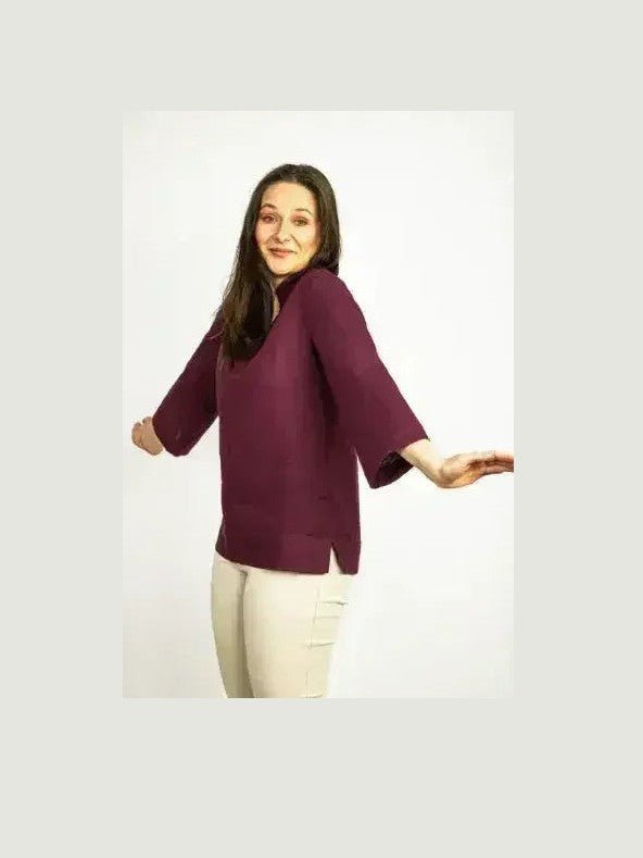 Asphalt Grey Linen Oversize Top – Modern & Comfortable Blouse - Courbe et Compagnie