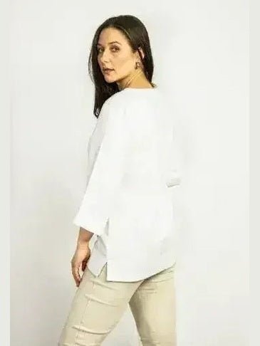 Asphalt Grey Linen Oversize Top – Modern & Comfortable Blouse - Courbe et Compagnie