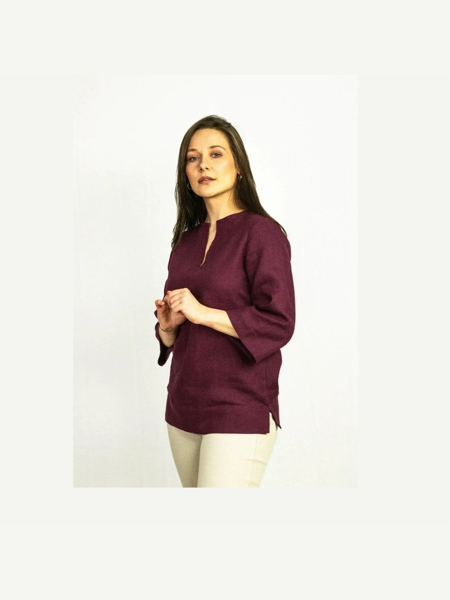 Asphalt Grey Linen Oversize Top – Modern & Comfortable Blouse - Courbe et Compagnie