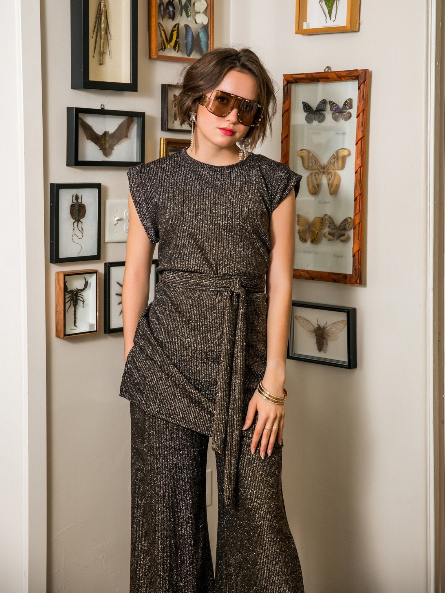 Aura Gold Tunic & Palazzo Pant Set - Courbe et Compagnie