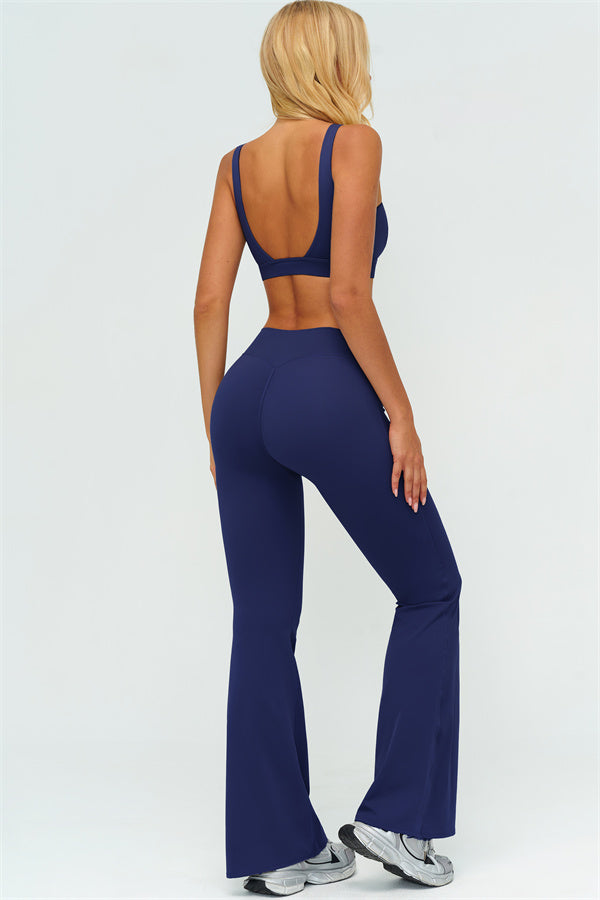 The Lushness V-Back Sports Bra Flared Leggings 2-Piece Set