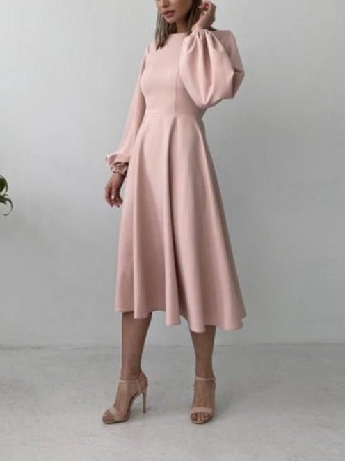 Backless Lantern Sleeve Midi Dress - Courbe et Compagnie