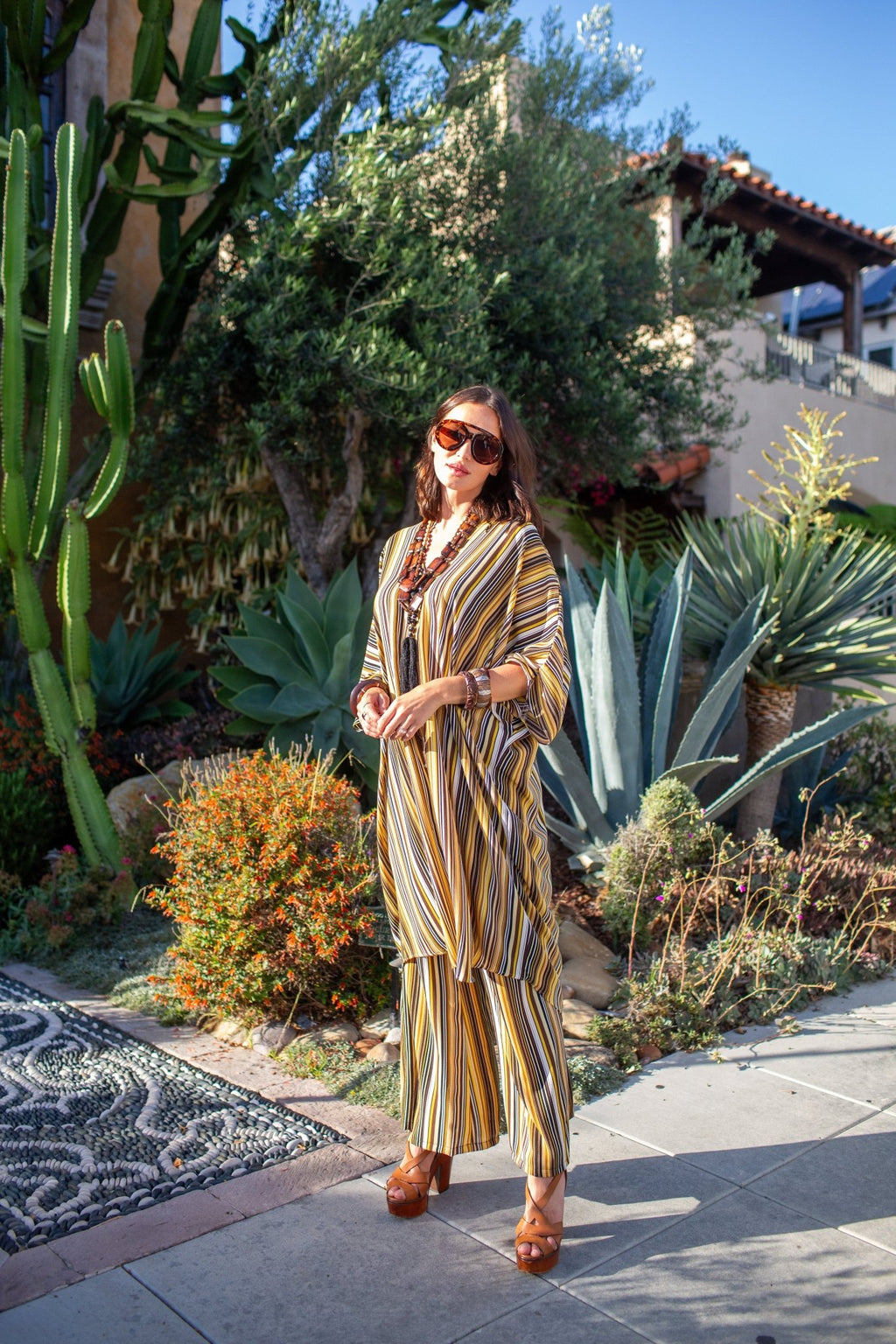 Bank Striped Tunic Caftan Set - Courbe et Compagnie