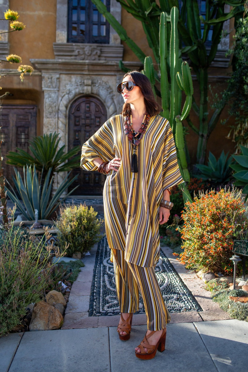 Bank Striped Tunic Caftan Set - Courbe et Compagnie