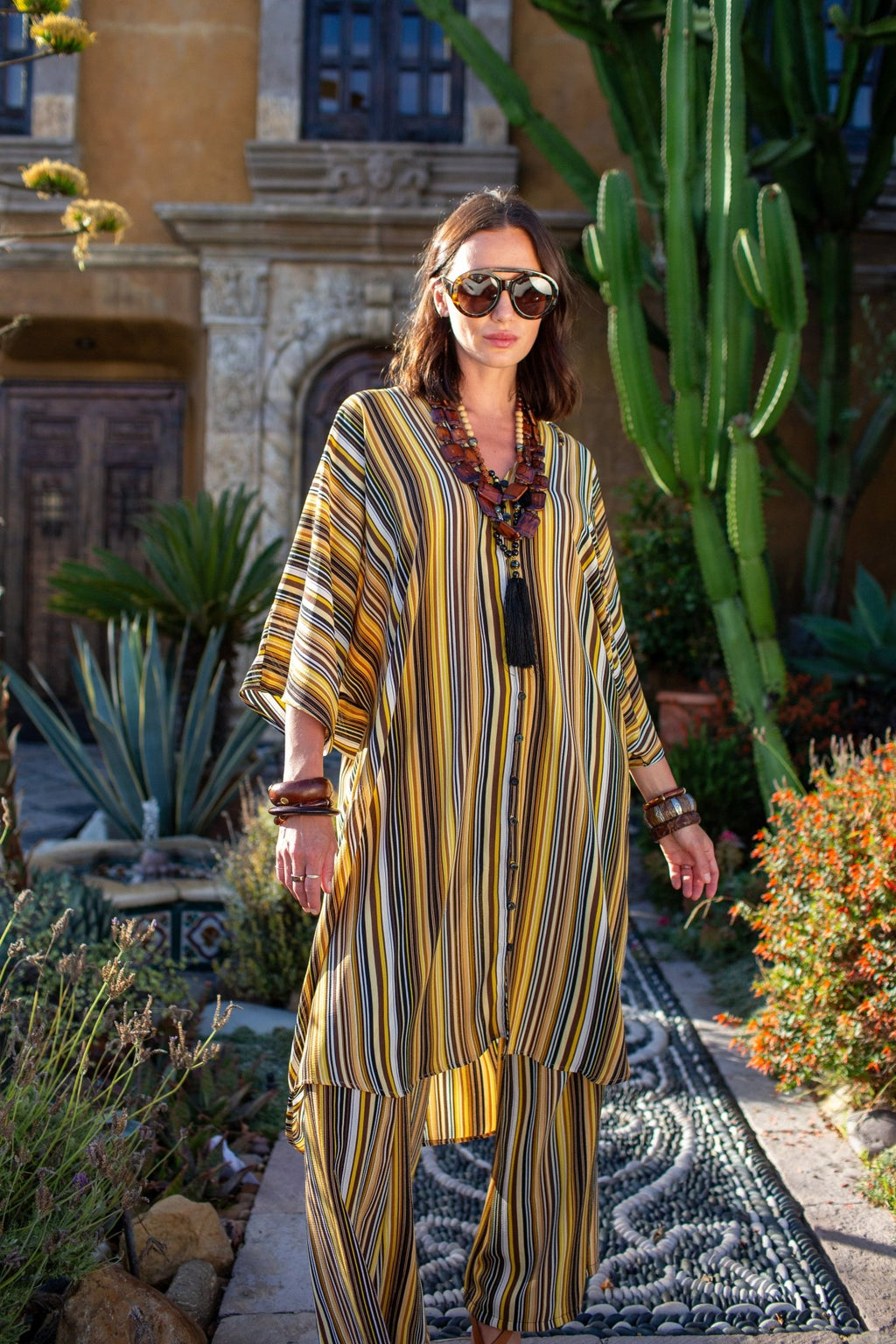 Bank Striped Tunic Caftan Set - Courbe et Compagnie