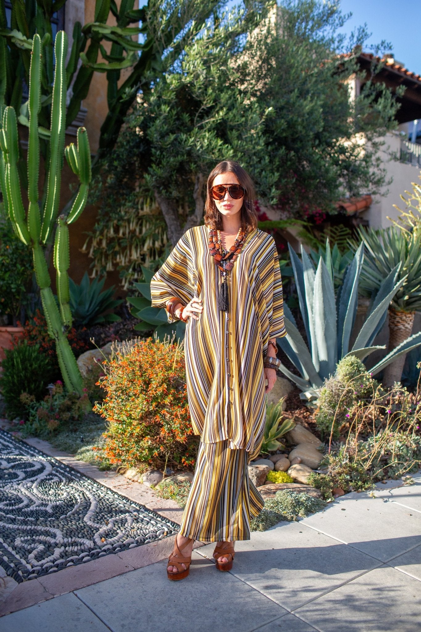 Bank Striped Tunic Caftan Set - Courbe et Compagnie
