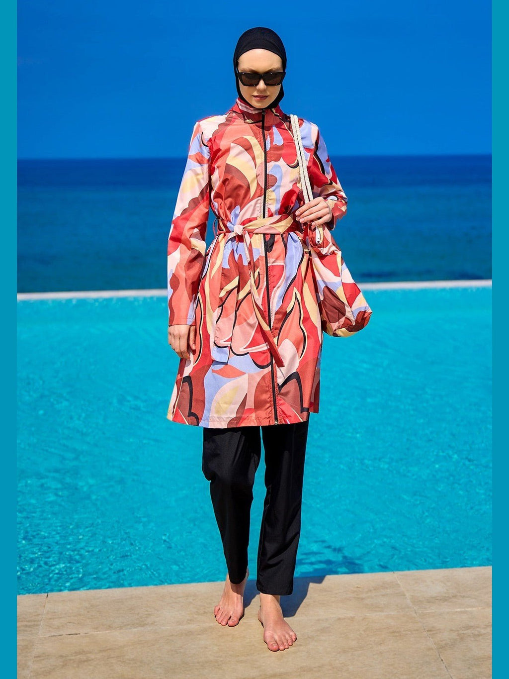 Black Full Coverage Modest Swimwear Set for Women R2515 - Courbe et Compagnie