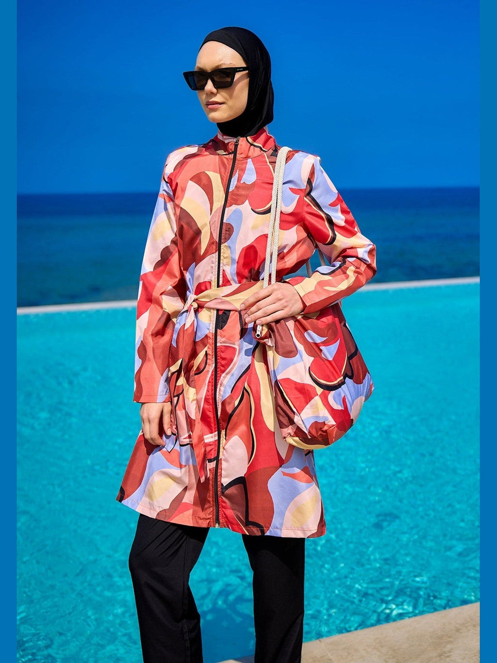 Black Full Coverage Modest Swimwear Set for Women R2515 - Courbe et Compagnie