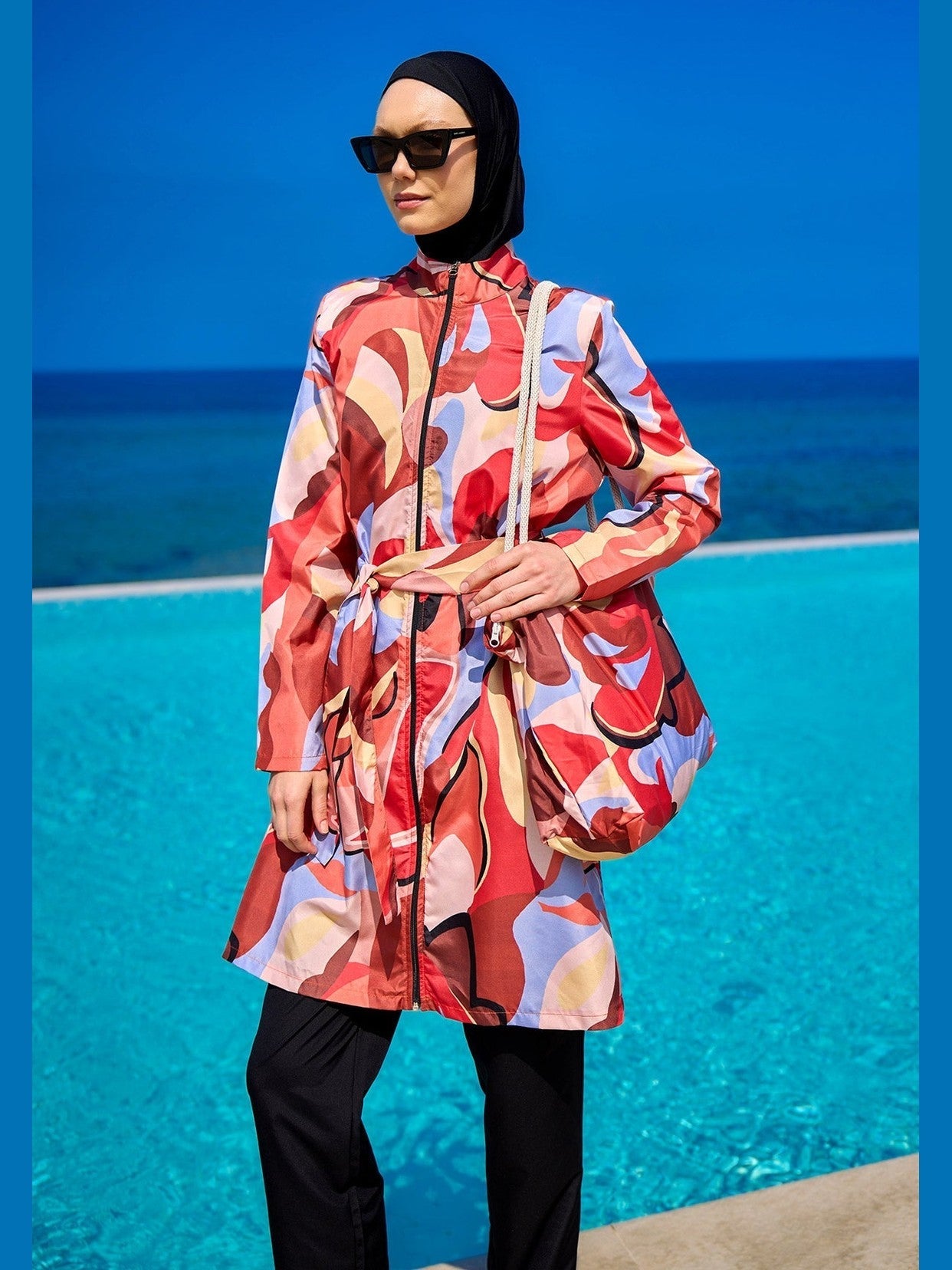 Black Full Coverage Modest Swimwear Set for Women R2515 - Courbe et Compagnie