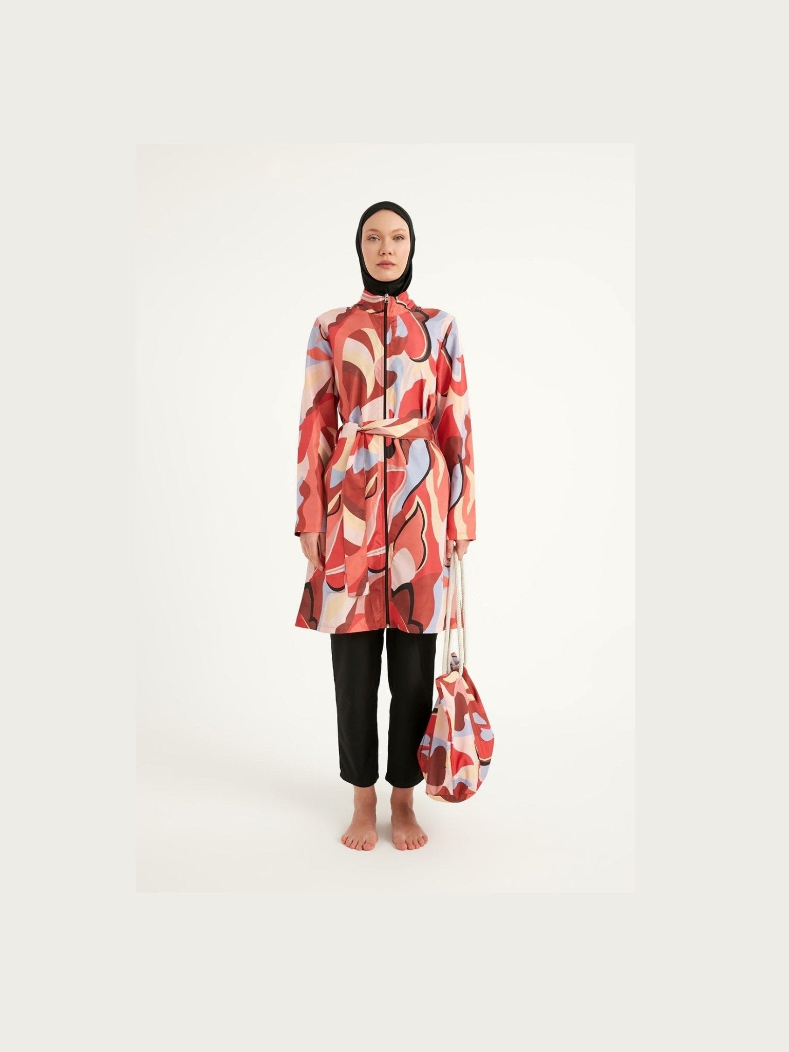 Black Full Coverage Modest Swimwear Set for Women R2515 - Courbe et Compagnie