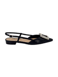 Black Leather Lavanda Slingback Flat — Women's Dress Shoes - Courbe et Compagnie
