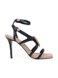 Black Pink High Heel Leather With Cameo Detail - Courbe et Compagnie