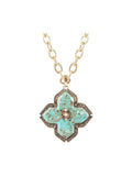 Blue Turquoise Maltese Cross Golden Pendant Necklace - Courbe et Compagnie